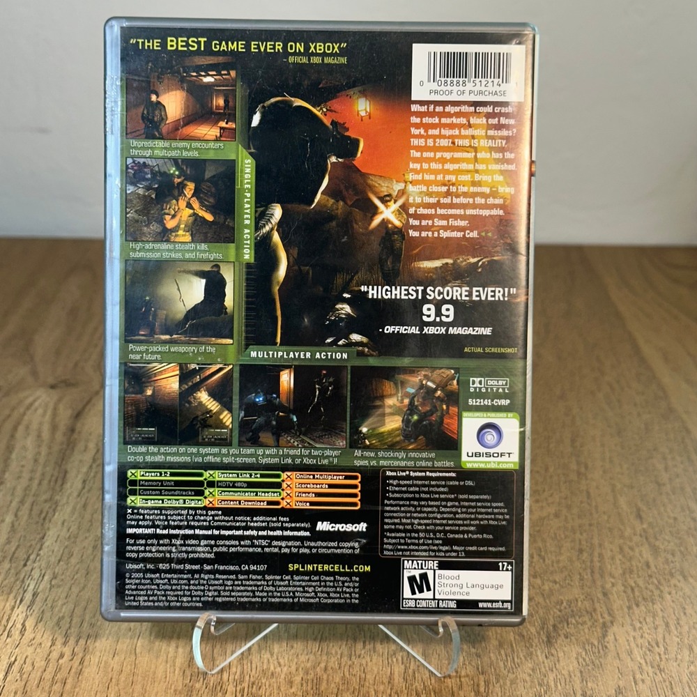 Splinter Cell Chaos Theory Xbox CIB Platinum Hits Tested Authentic Game - Picture 6 of 8
